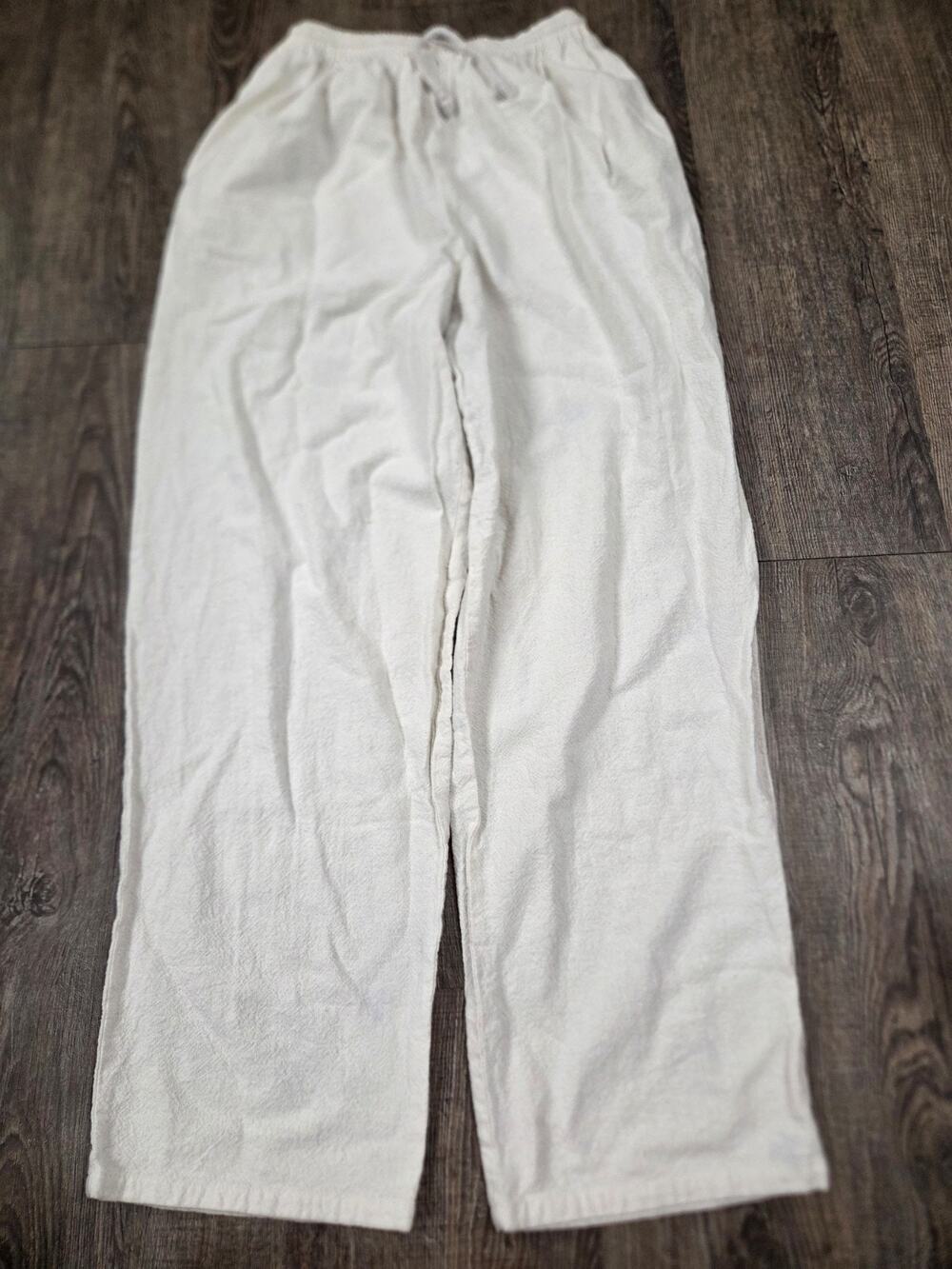 Isara Shop Elastic Waist Cream/Ivory XL Women's Cotton Thailand Pants
